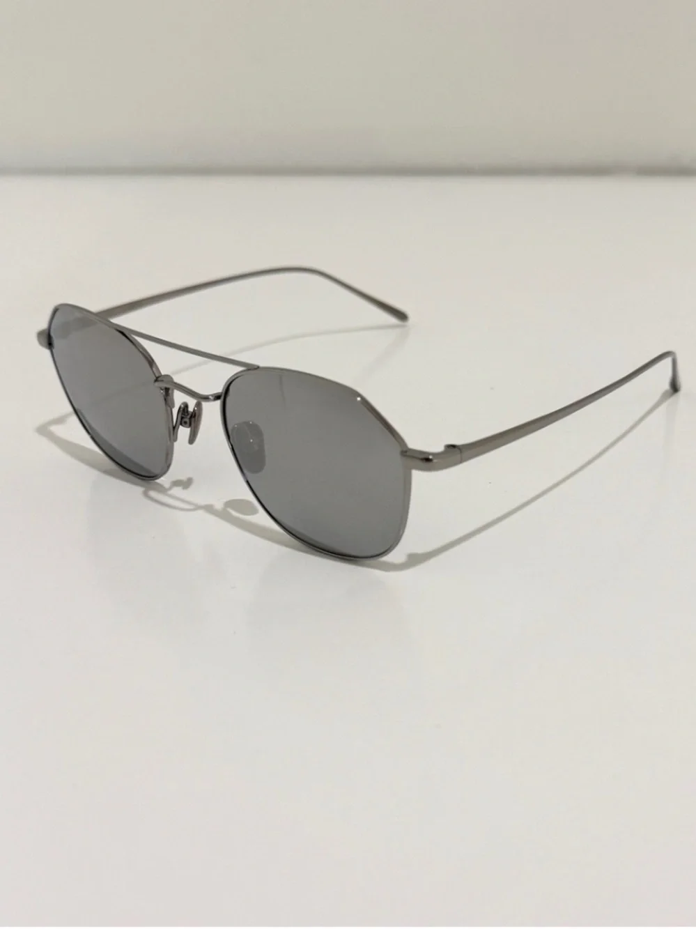 Linda Farrow Dante LFL977 Sunglasses 22K White Gold Aviator NIB Full Set